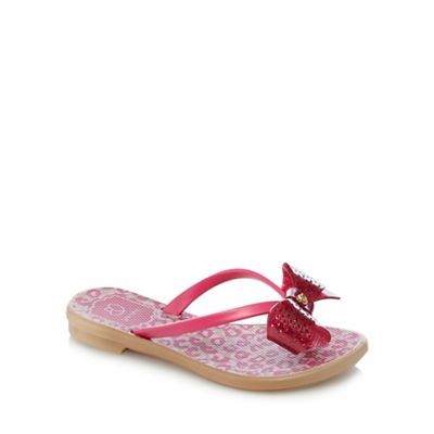 Grendha Girls' pink bow animal print sandals